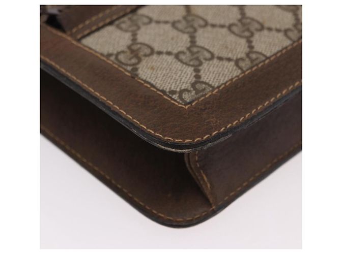 Borsa a tracolla GUCCI GG Supreme Web Sherry Line PVC Beige Oro Auth 189976 D'oro - vista 9