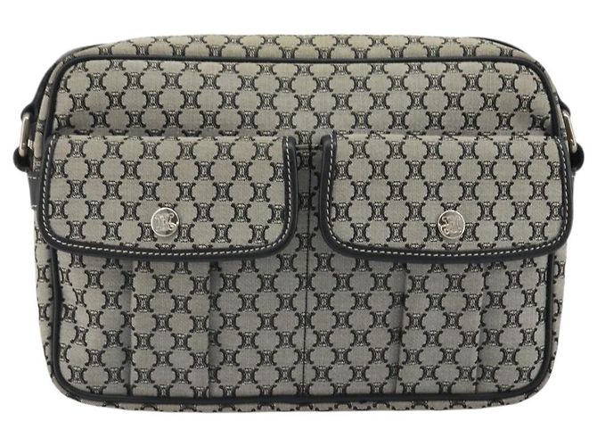 Céline Borsa a tracolla CELINE Macadam Canvas Navy Silver Auth 188605A Argento Blu navy - vista 13