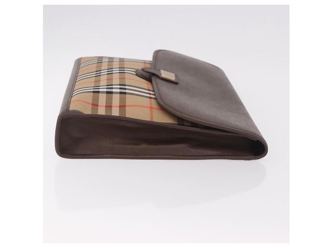 Burberrys Nova Check Clutch Bag Canvas Beige Gold Auth 189966 Golden - Ansicht 3