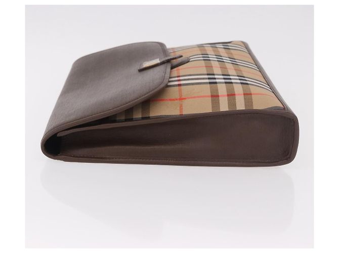 Burberrys Nova Check Clutch Bag Canvas Beige Gold Auth 189966 Golden - Ansicht 4