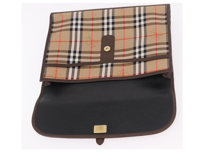 Burberrys Nova Check Clutch Bag Canvas Beige Gold Auth 189966 Golden - Ansicht 9