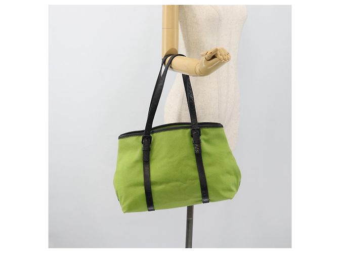 Borsa Tote BOTTEGA VENETA Canvas Verde Nero 256763 Auth bs35773 - vista 19