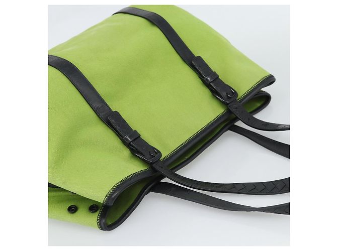 Borsa Tote BOTTEGA VENETA Canvas Verde Nero 256763 Auth bs35773 - vista 6