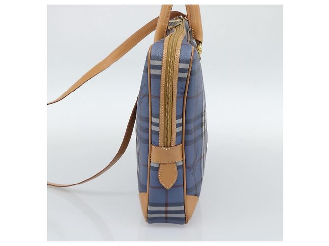 Borsa a mano Burberrys Nova Check PVC 2way Blu Oro Auth 189609 D'oro - vista 4