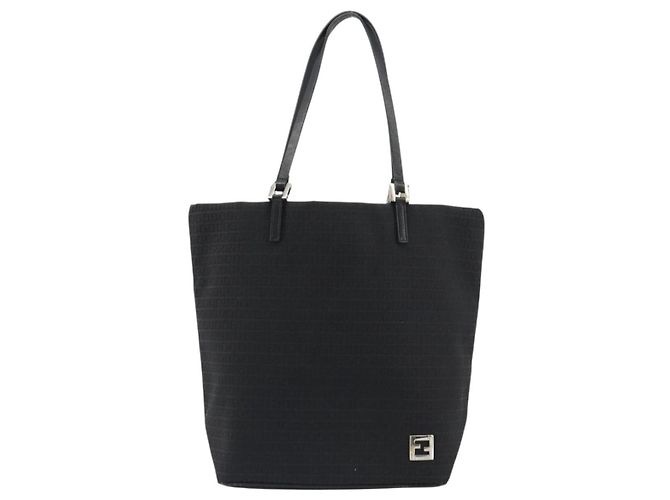 FENDI Zucchino Canvas Tote Bag Black Silver Auth ep14953 Schwarz Silber - Ansicht 13