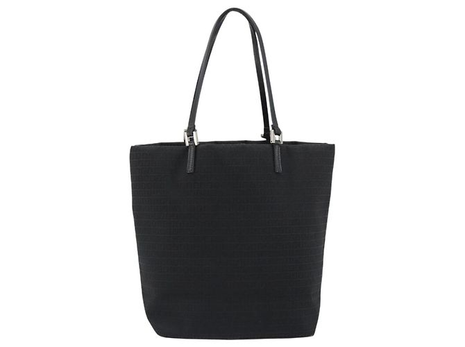 FENDI Zucchino Canvas Tote Bag Black Silver Auth ep14953 Schwarz Silber - Ansicht 2