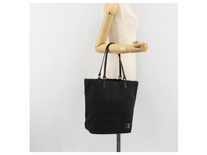 FENDI Zucchino Canvas Tote Bag Black Silver Auth ep14953 Schwarz Silber - Ansicht 23