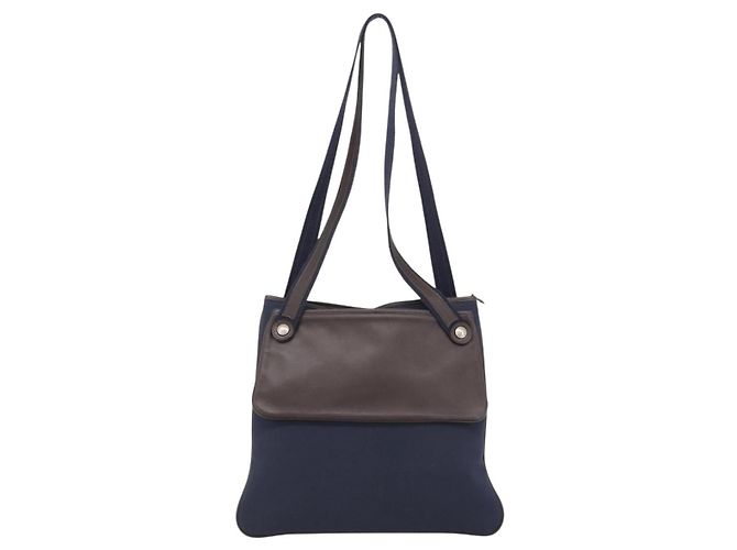 Hermès HERMES Bolso de Hombro Mrs. Hippies Cuero Navy Dark Brown Auth bs35909V Marrón oscuro Azul marino - vista 2