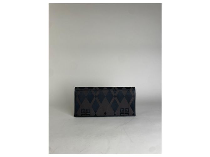 Vintage Givenchy Geometric Logo Canvas Wallet Black Brown - view 10