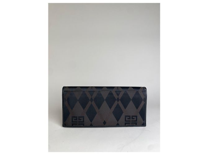 Vintage Givenchy Geometric Logo Canvas Wallet Black Brown - view 2