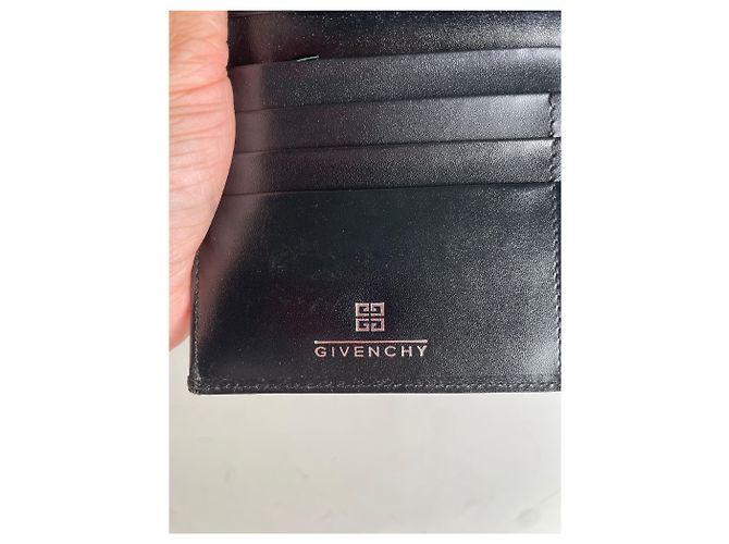 Vintage Givenchy Geometric Logo Canvas Wallet Black Brown - view 4