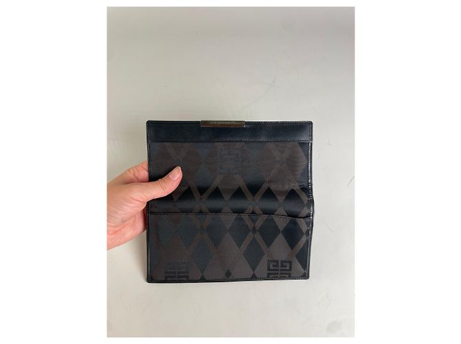 Vintage Givenchy Geometric Logo Canvas Wallet Black Brown - view 6