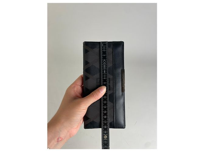 Vintage Givenchy Geometric Logo Canvas Wallet Black Brown - view 7