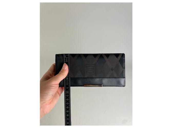 Vintage Givenchy Geometric Logo Canvas Wallet Black Brown - view 8