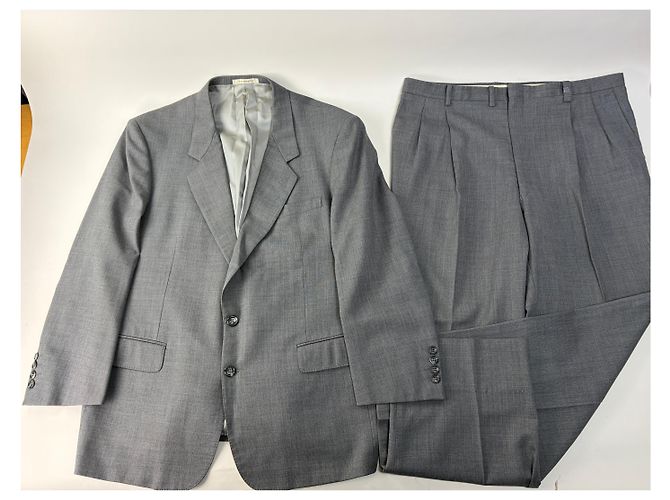Vintage Givenchy Herrenwollanzug Grau Schwarze Knöpfe L - Ansicht 15