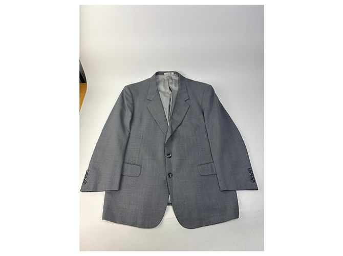 Vintage Givenchy Herrenwollanzug Grau Schwarze Knöpfe L - Ansicht 3
