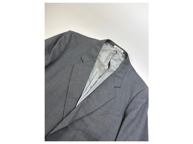 Vintage Givenchy Herrenwollanzug Grau Schwarze Knöpfe L - Ansicht 4
