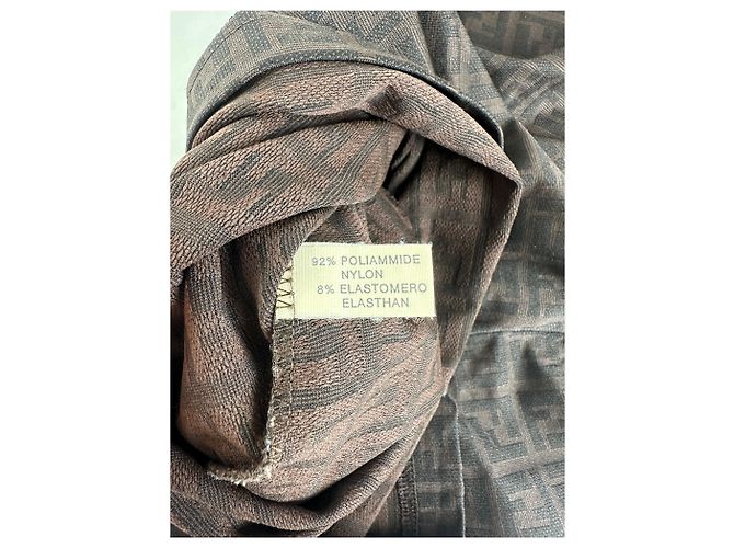 Zucca Vintage Fendi FF Monogram Stretch Kleid Braun M - Ansicht 12