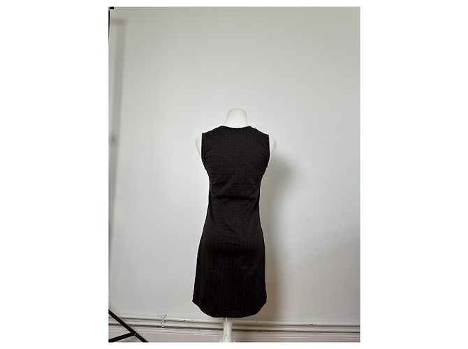 Zucca Vintage Fendi FF Monogram Stretch Kleid Braun M - Ansicht 14
