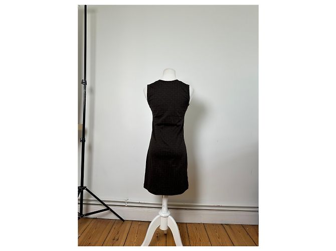Zucca Vintage Fendi FF Monogram Stretch Kleid Braun M - Ansicht 3