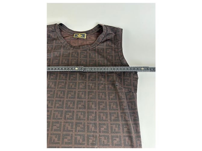 Zucca Vintage Fendi FF Monogram Stretch Kleid Braun M - Ansicht 9
