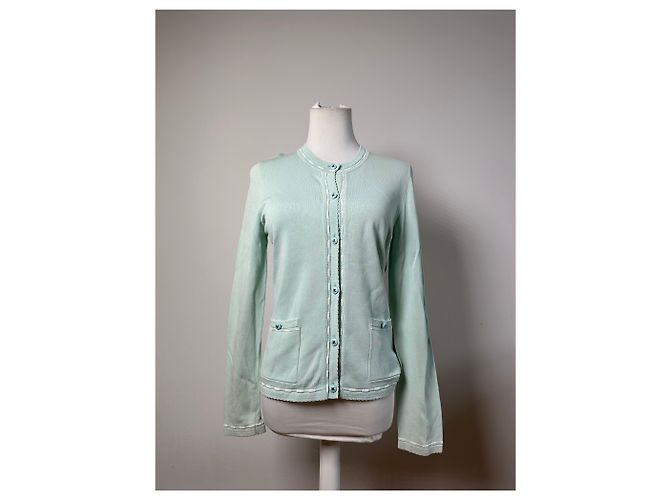Vintage Courreges Baumwollmischung Cardigan Mintgrün L - Ansicht 10