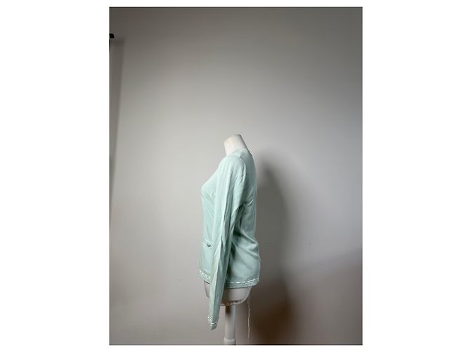 Vintage Courreges Baumwollmischung Cardigan Mintgrün L - Ansicht 2