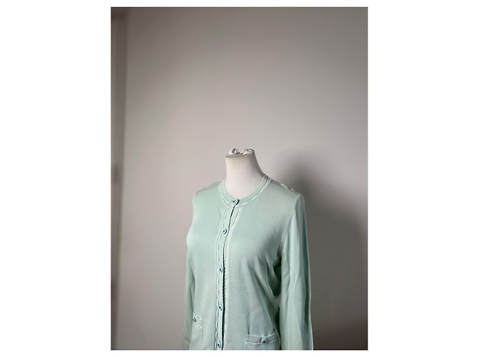 Vintage Courreges Baumwollmischung Cardigan Mintgrün L - Ansicht 5