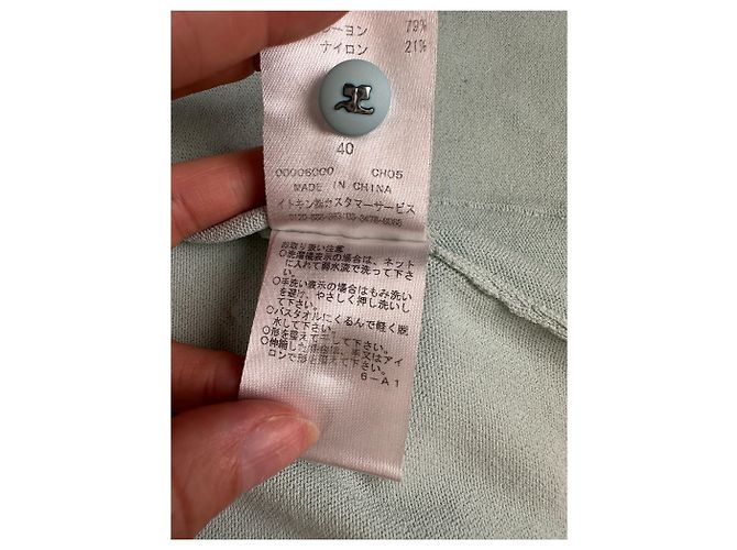 Vintage Courreges Baumwollmischung Cardigan Mintgrün L - Ansicht 9