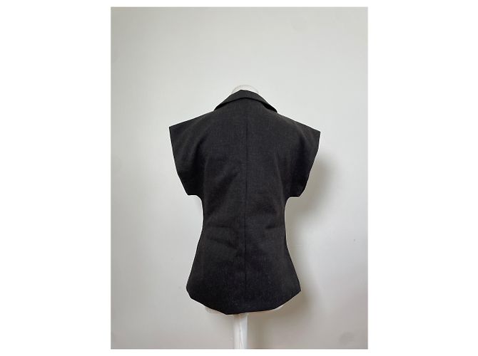 Vintage Courreges Wollmischgewebe Blazer Anthrazitgrau ca. 1990s - Ansicht 11