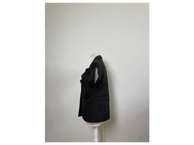 Vintage Courreges Wollmischgewebe Blazer Anthrazitgrau ca. 1990s - Ansicht 2