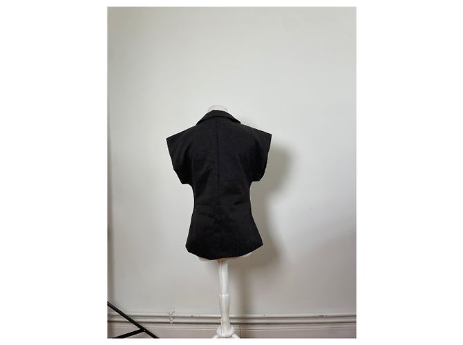 Vintage Courreges Wollmischgewebe Blazer Anthrazitgrau ca. 1990s - Ansicht 3