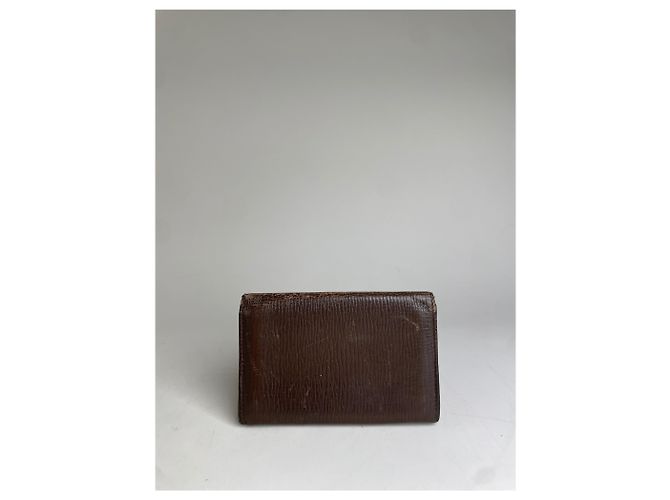 Vintage Loewe Grained Leather Wallet Dark Brown Cream - view 2