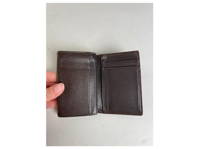 Vintage Loewe Grained Leather Wallet Dark Brown Cream - view 3