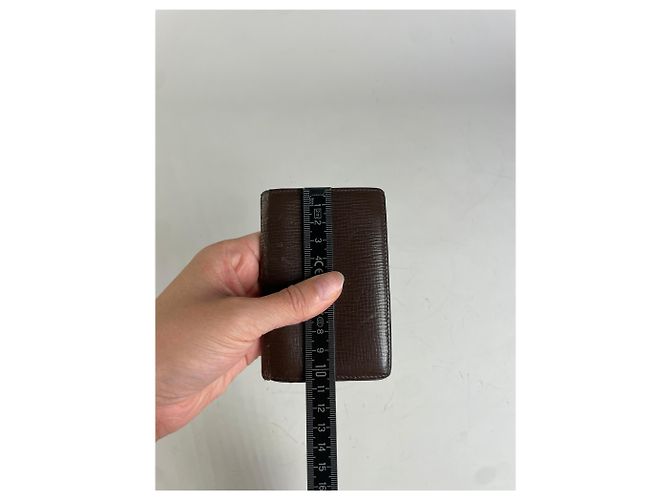 Vintage Loewe Grained Leather Wallet Dark Brown Cream - view 7