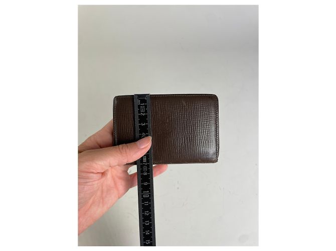 Vintage Loewe Grained Leather Wallet Dark Brown Cream - view 8