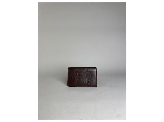 Vintage Loewe Grained Leather Wallet Dark Brown Cream - view 9
