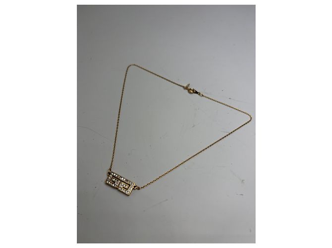 Vintage Givenchy Interlocking G Logo Strass Halskette Gold Golden - Ansicht 11