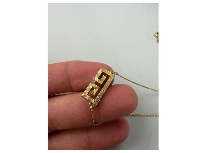 Vintage Givenchy Interlocking G Logo Strass Halskette Gold Golden - Ansicht 8