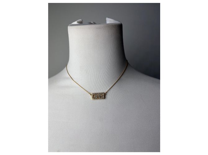 Vintage Givenchy Interlocking G Logo Strass Halskette Gold Golden - Ansicht 9