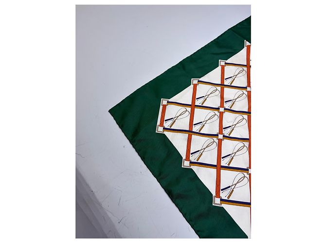Sciarpa in seta vintage Gucci Verde Crema Ruggine c. 1990s - vista 5