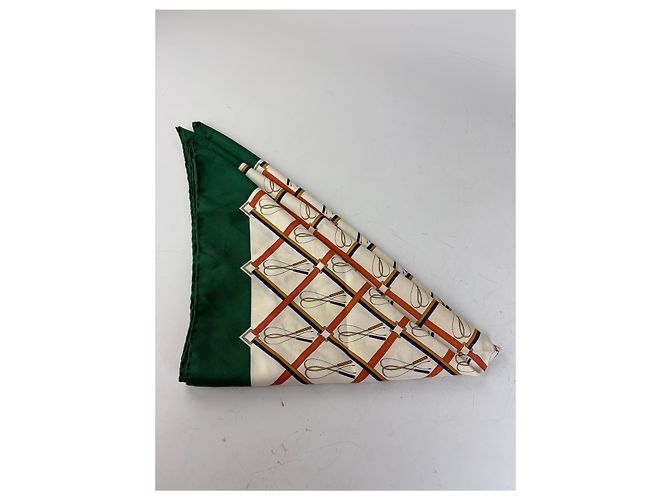 Sciarpa in seta vintage Gucci Verde Crema Ruggine c. 1990s - vista 9