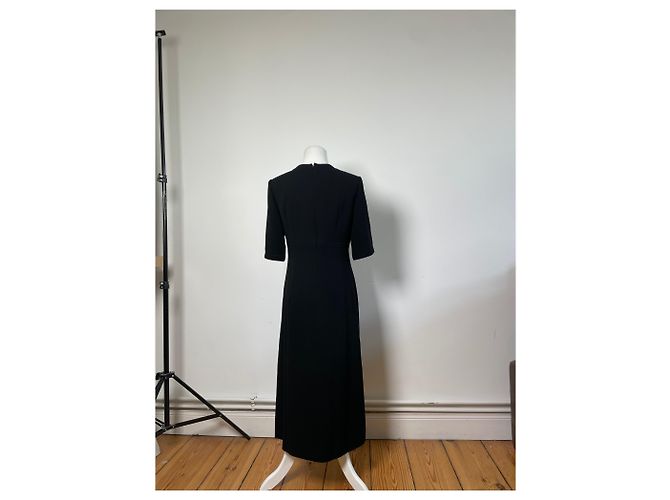Chloé Vintage Chloe Crepe Midi Kleid Schwarz M - Ansicht 3