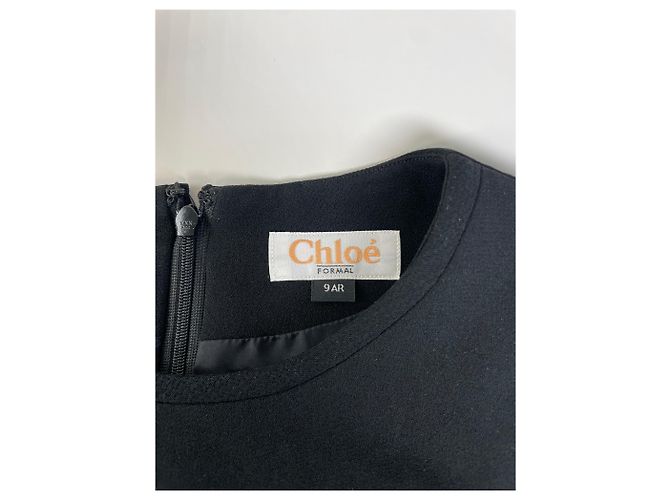 Chloé Vintage Chloe Crepe Midi Kleid Schwarz M - Ansicht 6