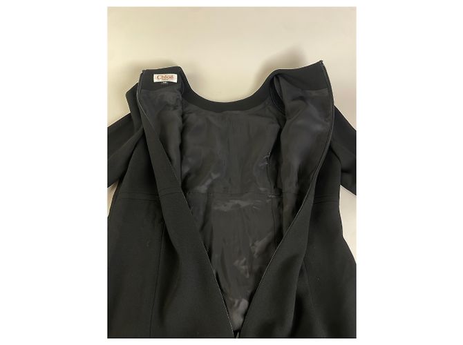 Chloé Vintage Chloe Crepe Midi Kleid Schwarz M - Ansicht 7