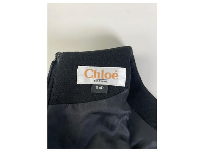 Chloé Vintage Chloe Crepe Midi Kleid Schwarz M - Ansicht 8