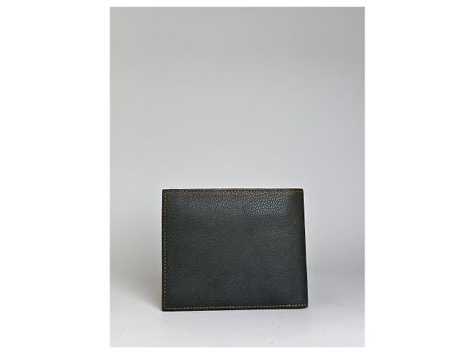 Vintage Givenchy Textured Leather Wallet Dark Green Silver Grey - view 2