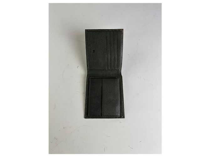 Vintage Givenchy Textured Leather Wallet Dark Green Silver Grey - view 3