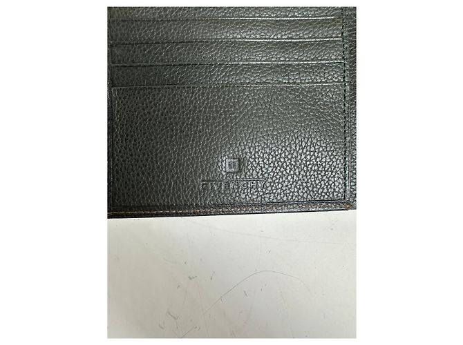 Vintage Givenchy Textured Leather Wallet Dark Green Silver Grey - view 4
