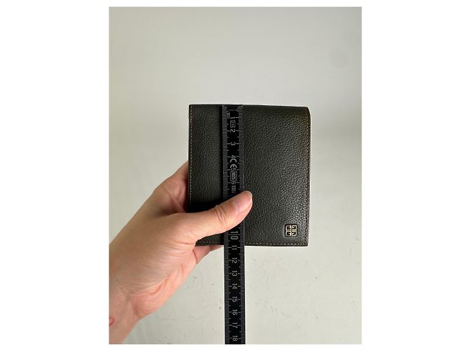 Vintage Givenchy Textured Leather Wallet Dark Green Silver Grey - view 7